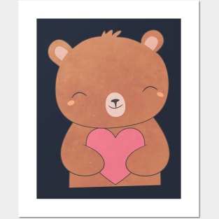 Kawaii Brown Bear T-Shirt Posters and Art